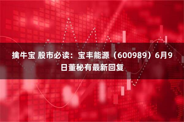 擒牛宝 股市必读：宝丰能源（600989）6月9日董秘有最新回复