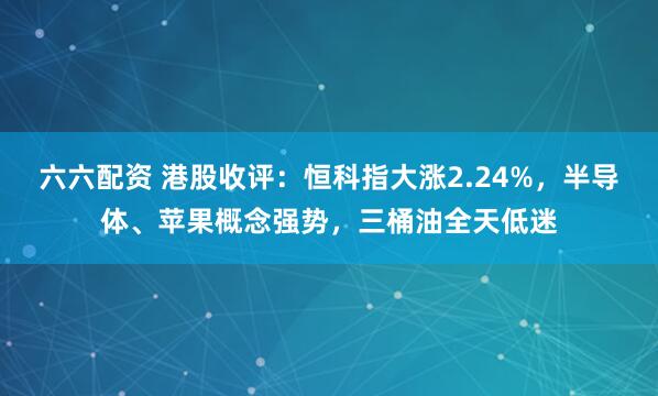 六六配资 港股收评：恒科指大涨2.24%，半导体、苹果概念强势，三桶油全天低迷
